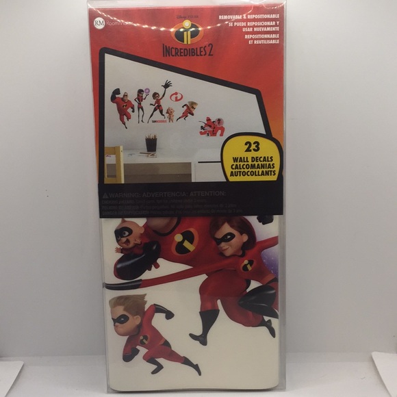 Disney Pixar Incredibles 2 Wall Decals Peel and Stick Package of 23 - Picture 1 of 10